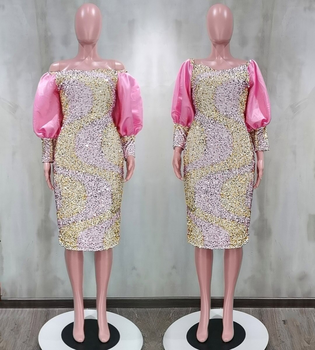 Style Classic African Women's Clothing Dashiki Stylish Lace Sequins Elastic Packet Buttock Party Lady Dresses