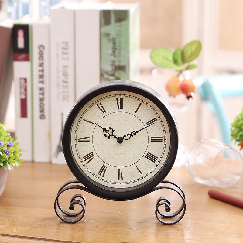 Reloj de mesa de Metal negro Vintage europeo, redondo, retro, Reloj de escritorio, , antiguo, reloj de escritorio mx5071035