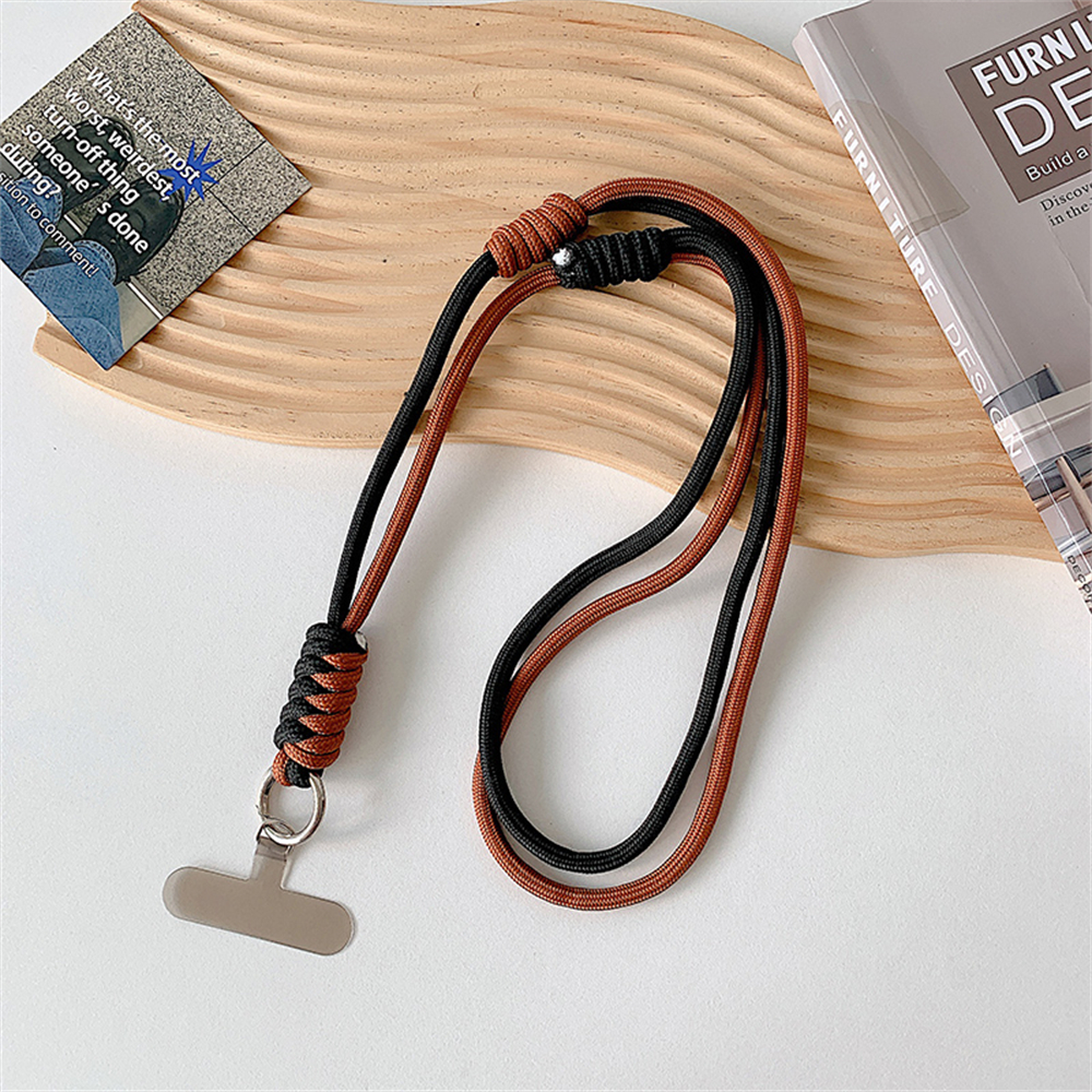 Cute Mobile Phone Straps Crossbody Rope Contrast Color Lanyard with Door Credencial Upgrade Strips Convenient Telephone Chain: WHITE