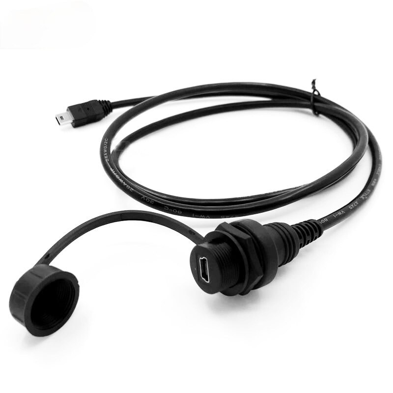 30Cm Mini Usb 2.0 IP67 Waterdichte Kabel, mini-Usb 5pin Ip 67 Man-vrouw Panel Mount Water Proof Connector Verlengsnoer