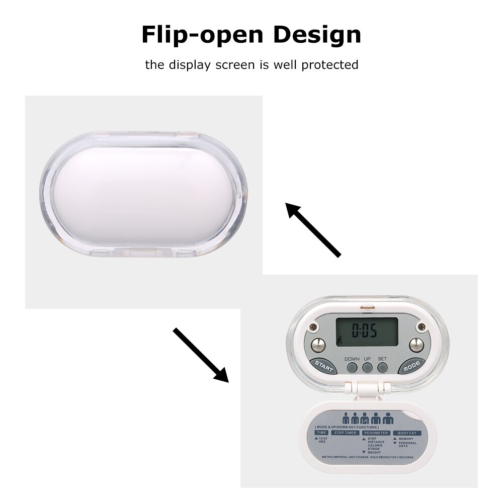 Mini contador de pasos podómetro multifuncional con Clip para seguimiento de Fitness Medición de grasa corporal con función de reloj