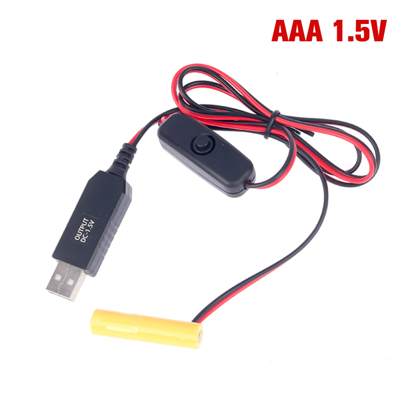 Aaa Attrappe-Batterie Adapter USB-Netzteil Schalter Kabel ersetzen aaa Batterien für Fernbedienungen Kamera Spielzeug LED-Streifen: Braun