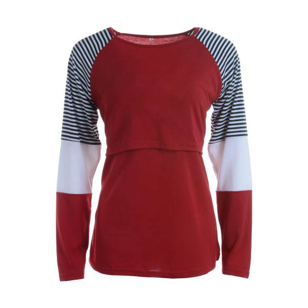 in gravidanza Maternità Vestiti assistenza infermieristica superiore Allattamento al seno Taglia Camicia A Maniche Lunghe S-2XL: Rosso / S