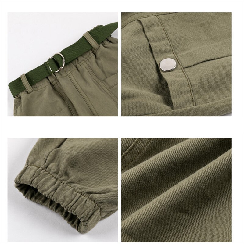 Casual lapset tytöt cargo housut pinkki musta väri street wear housut lasten vaatteet löysät housut vyö teinitytölle 4 8 12y