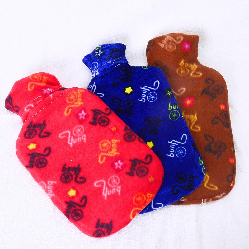 Water Bottle Bag Solid Color Thick PVC Silicone Rubber Water Bottle Irrigation Hand Warmers Warm Palace Warm Bag: Random with bag S