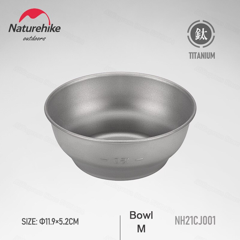 Naturehike Outdoor Pure Titanium Servies Draagbare Picknick Set Barbecue Apparaat Titanium Schotel Kom Voedsel Apparatuur Ultralight: M-Bowl