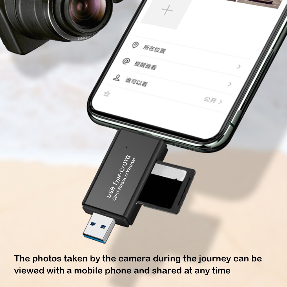 2 in 1/3 in 1USB 2.0 OTG Micro TF SD Card Reader adattatore per scheda di memoria intelligente per unità Flash ad alta velocità per Computer portatile Android