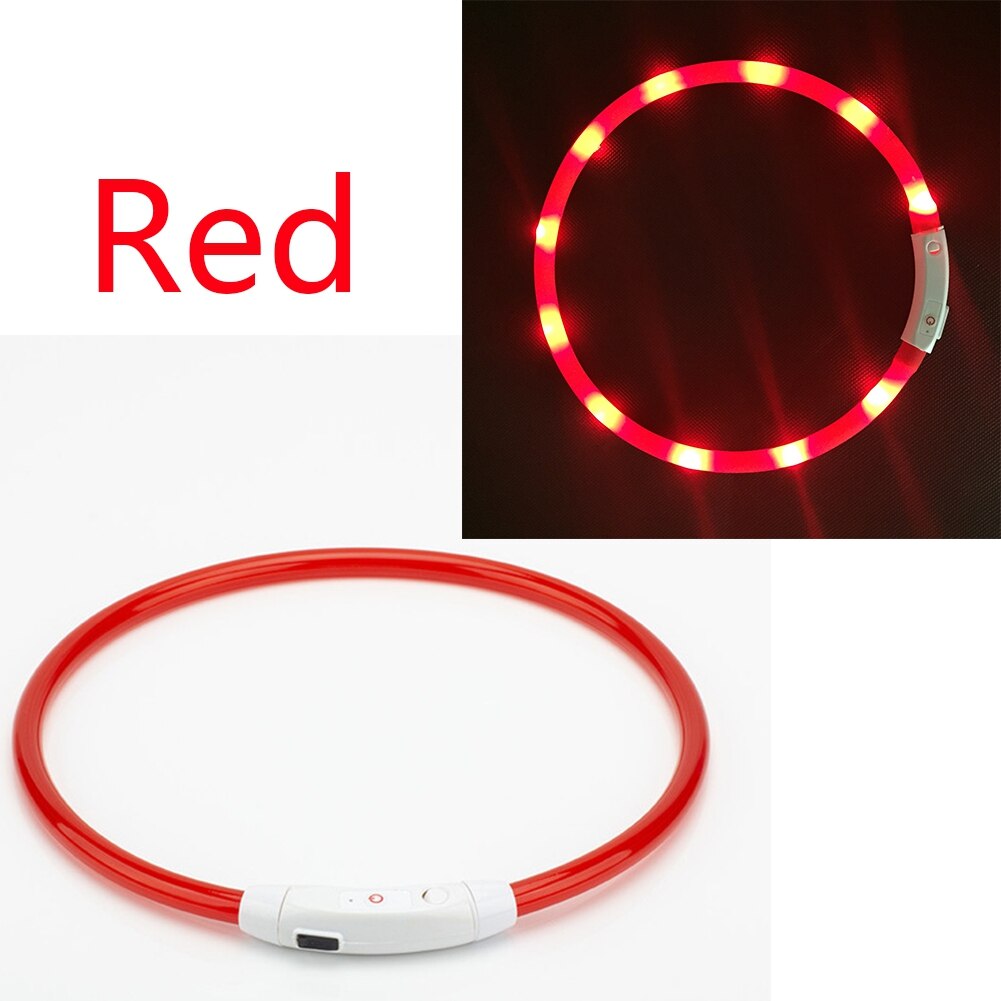 Pet Dog LED Collar USB Rechargeable Luminous Flashing Collar Pet Necklace Outdoor Glowing Walking Night Safety Accessories: R / L