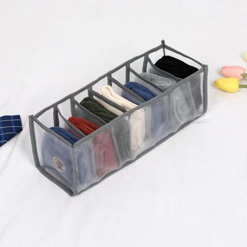 Organizador de armario para ropa interior, divisor de armario para el hogar, caja de almacenamiento para ropa, cajón plegable: Grey 7 grids