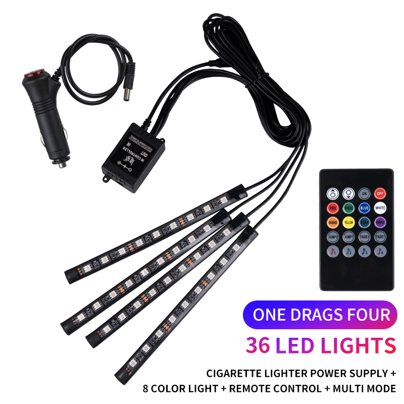 Kit de tira de luces LED de neón para Interior de coche, accesorios de retroiluminación RGB, aplicación remota, Control de música, lámpara decorativa automática: 4300 K blanco amarillo