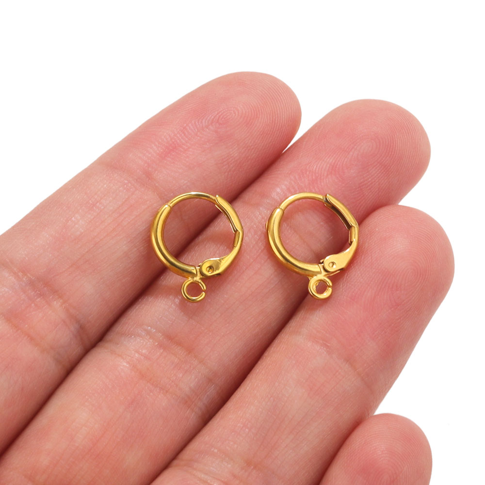 Ganchos para pendientes franceses de acero inoxidable, palanca trasera, gancho redondo, alambre para oreja, suministros para hacer pendientes DIY, accesorios de joyería, 10 Uds.