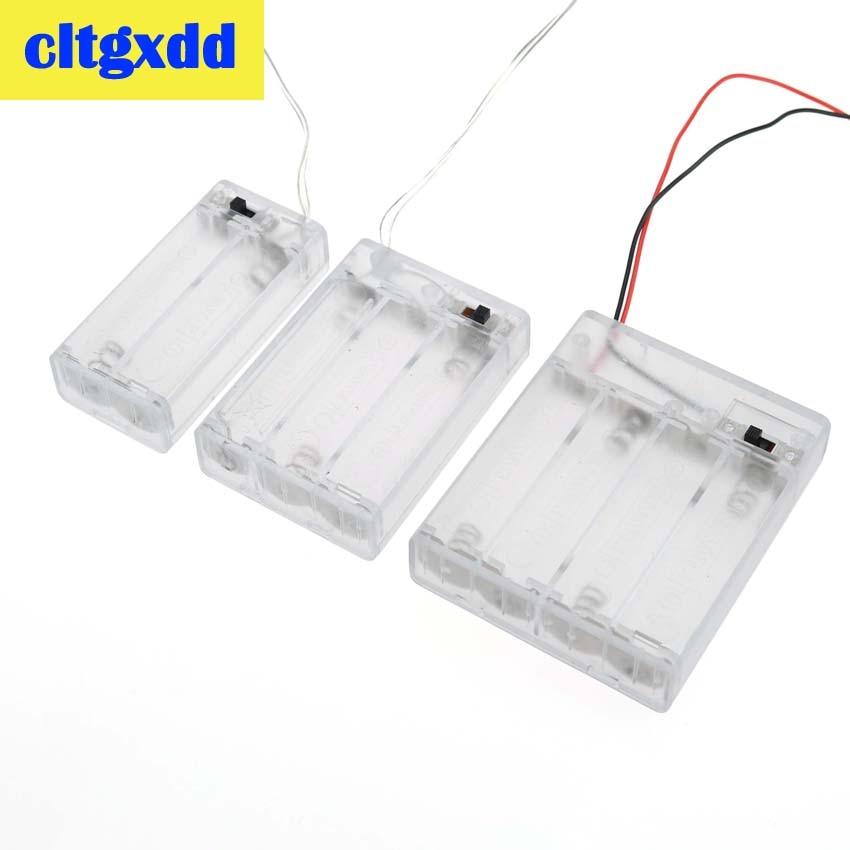 Plastic Aa Power Batterij Storage Case Box Houder 2 3 4 Slots Aa Batterij Socket Met Wire Leads Op/Uit Schakelaar