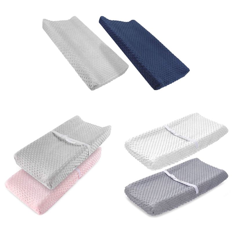 2 Pcs Soft Reusable Changing Pad Cover Minky Dot Foldable Travel Baby Breathable Diaper Pad Sheets Cover