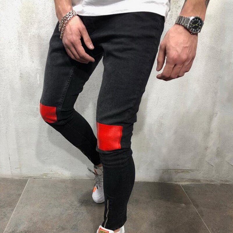 Pantalones de mezclilla ajustados para hombre, pantalones con rasgado, Vaqueros flexibles, Vaqueros ajustados con bolsillos para hombre