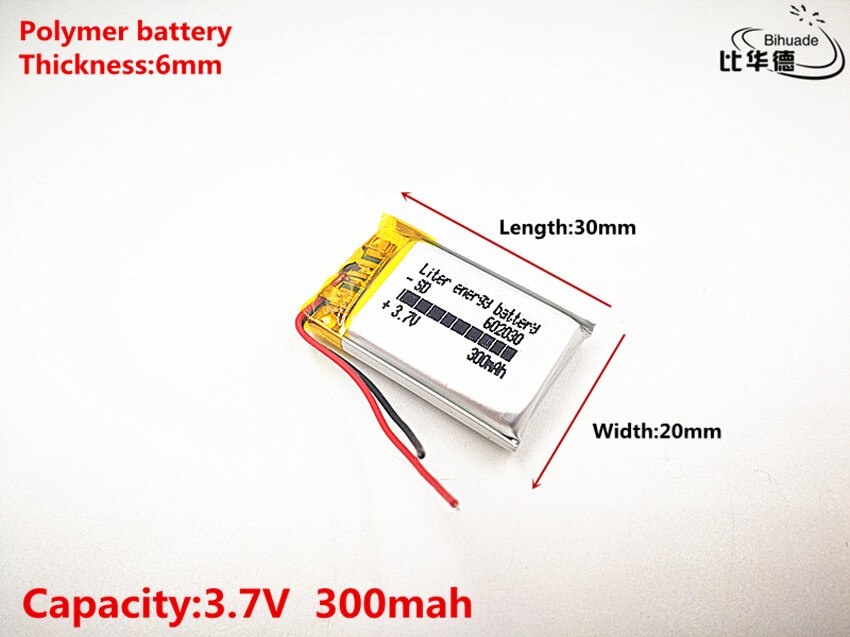 3.7 V 300 mAh 602030 Lithium Polymeer Li-Po li ion Oplaadbare Batterij Lipo cellen Voor Bluetooth speaker Tachograaf auto DVR Camera