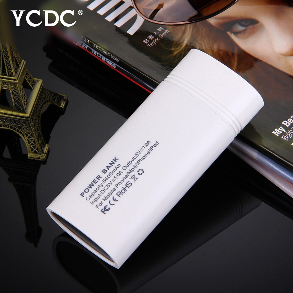 Portable ABS 18650 Power Bnak Case Battery Charger Box Flashlight Power Bank Shell 2/4 Slotscarry Power Bank Power Supply: 2 slot white
