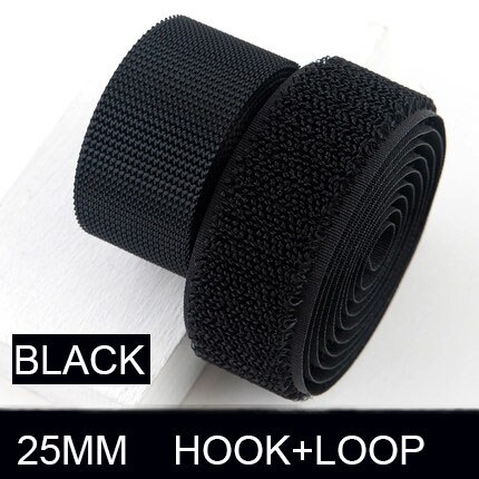 Ruban de fixation en tissu Nylon, 1 mètre/paire, Non adhésif, pour bricolage, accessoires de couture: 1M 25mm  black