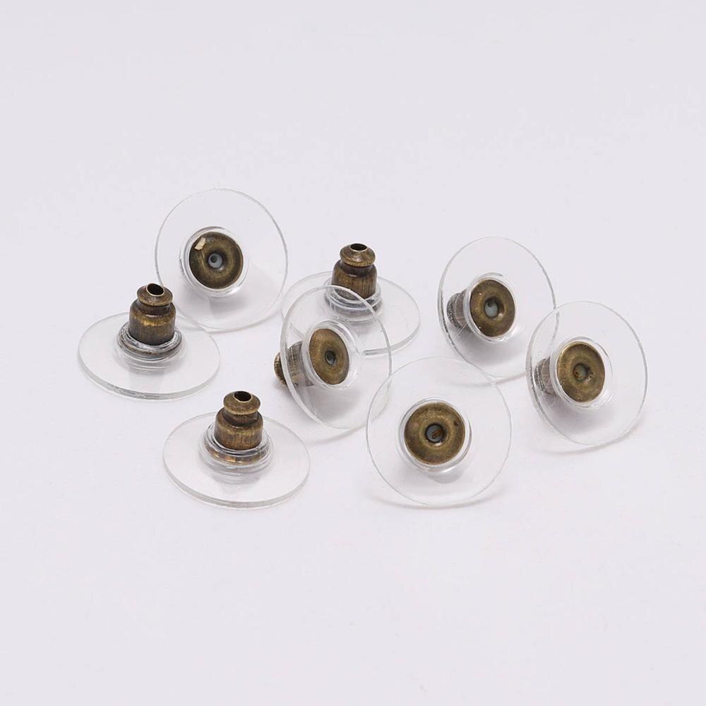 100 Stks/partij Gold Post Noten Silicon Stud Earring Back Geblokkeerd Oor Inpluggen Voor Oorbellen Stoppers Sieraden Maken Accessoires: Antique Bronze