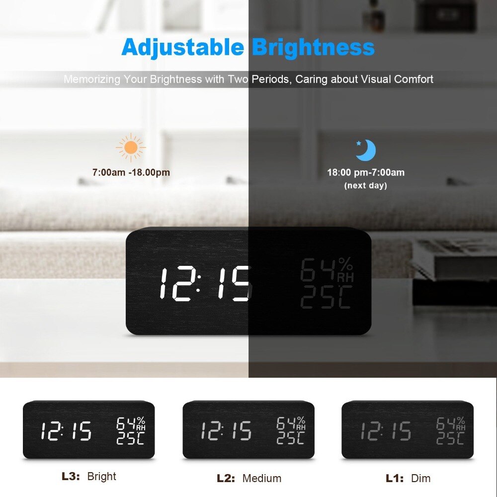 JINSUN Moderne LED D'alarme Horloge Despertador Température Humidité Électronique De Bureau Horloges De Table Numérique