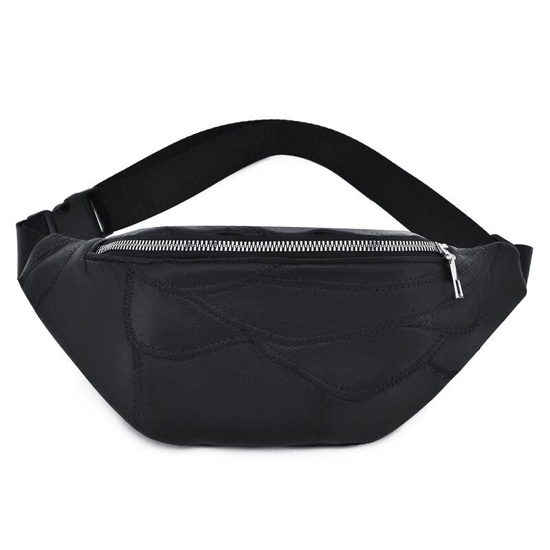 Frauen fanny Pack Hologramm Taille Tasche PU Leder Strand Reise Banane Hüfte miserabel Postleitzahl Waistbags Gürtel Tasche für Mädchen: A-schwarz