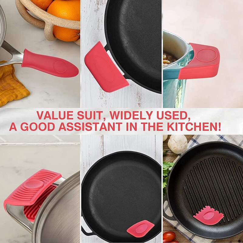 Silicone Handle Holder Heat Resistant Potholder Silicone Pot Handle Sleeve for Cast Iron Skillets Frying Pan Handles
