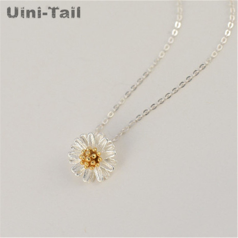 Collar uini-tail clásico de Plata de Ley 925, y minimalista con pequeñas margaritas y flores para el sol, con dije de crisantemo, moderno, pequeño GN331