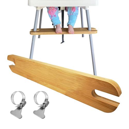 Repose-pieds en bambou naturel pour bébé, chaise haute avec anneaux en caoutchouc: B