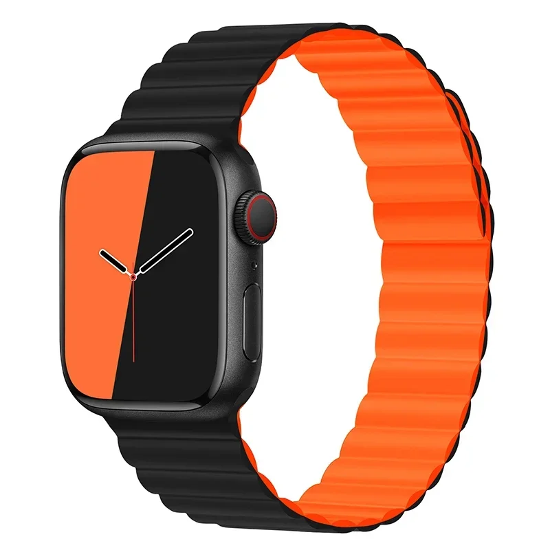 Magnetisk rem til apple watch series 7 band 45mm 41mm silikone urrem iwatch series  s 3 5 4 6 se 38mm 40mm 42mm 44mm: Lilla grøn / 12mm