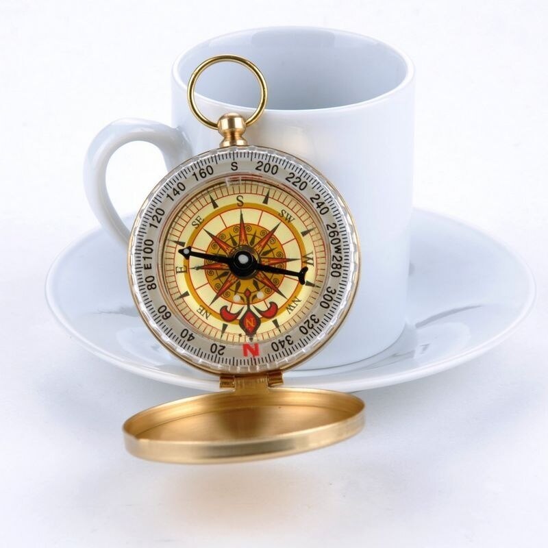 Draagbare Outdoor Pocket Kompas Pocket Wandelen Kompas Horloge Horloge Flip Camping Retro