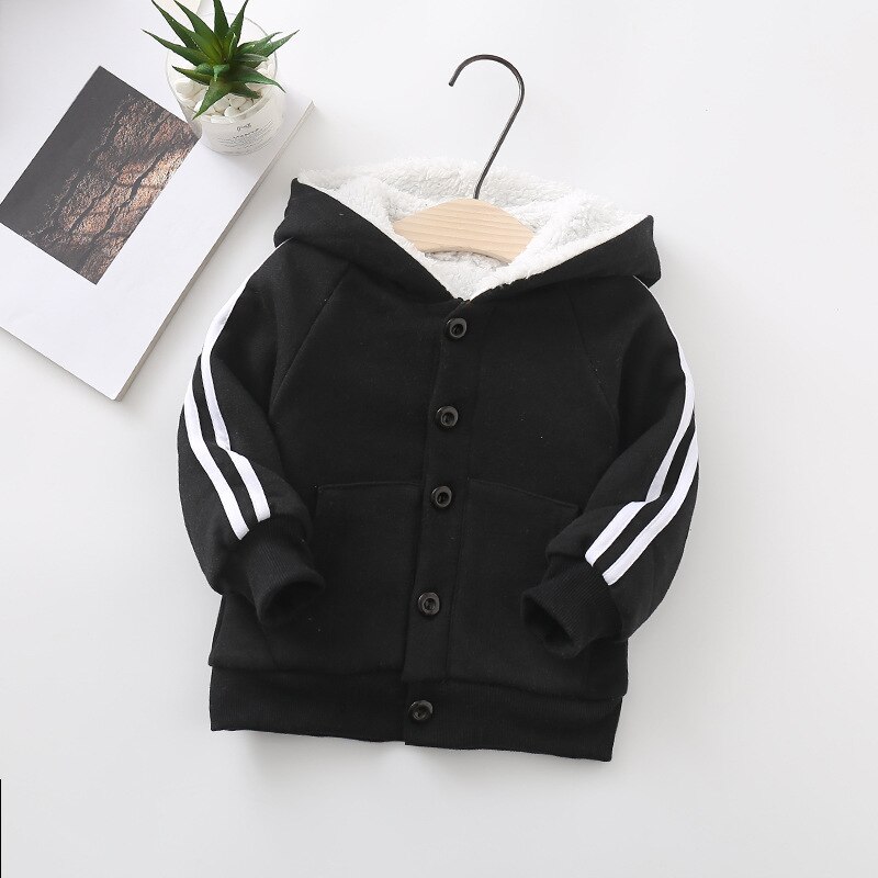 Zitrusfrüchte Herbst Winter Jungen Mädchen Baby Reißverschluss Jacke freundlicher Mit Kapuze Kaschmir Warme Dicke Baby zur Seite fahren Mantel 12-24M: Schwarz / 12-18M