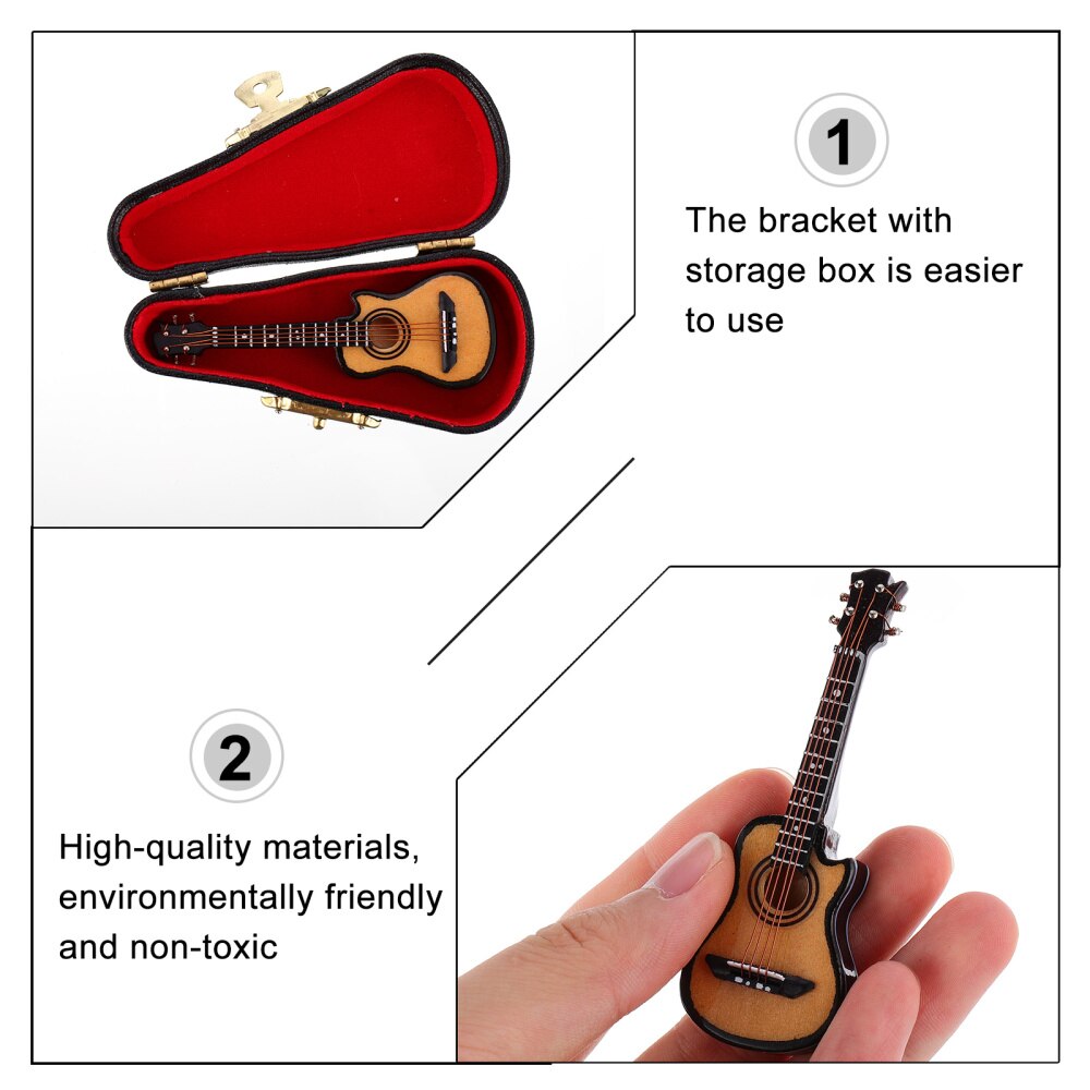 1 sæt miniature elektrisk guitar delikat miniature guitar model guitar ornament guitar statue musikinstrumenter til hjemmekontor