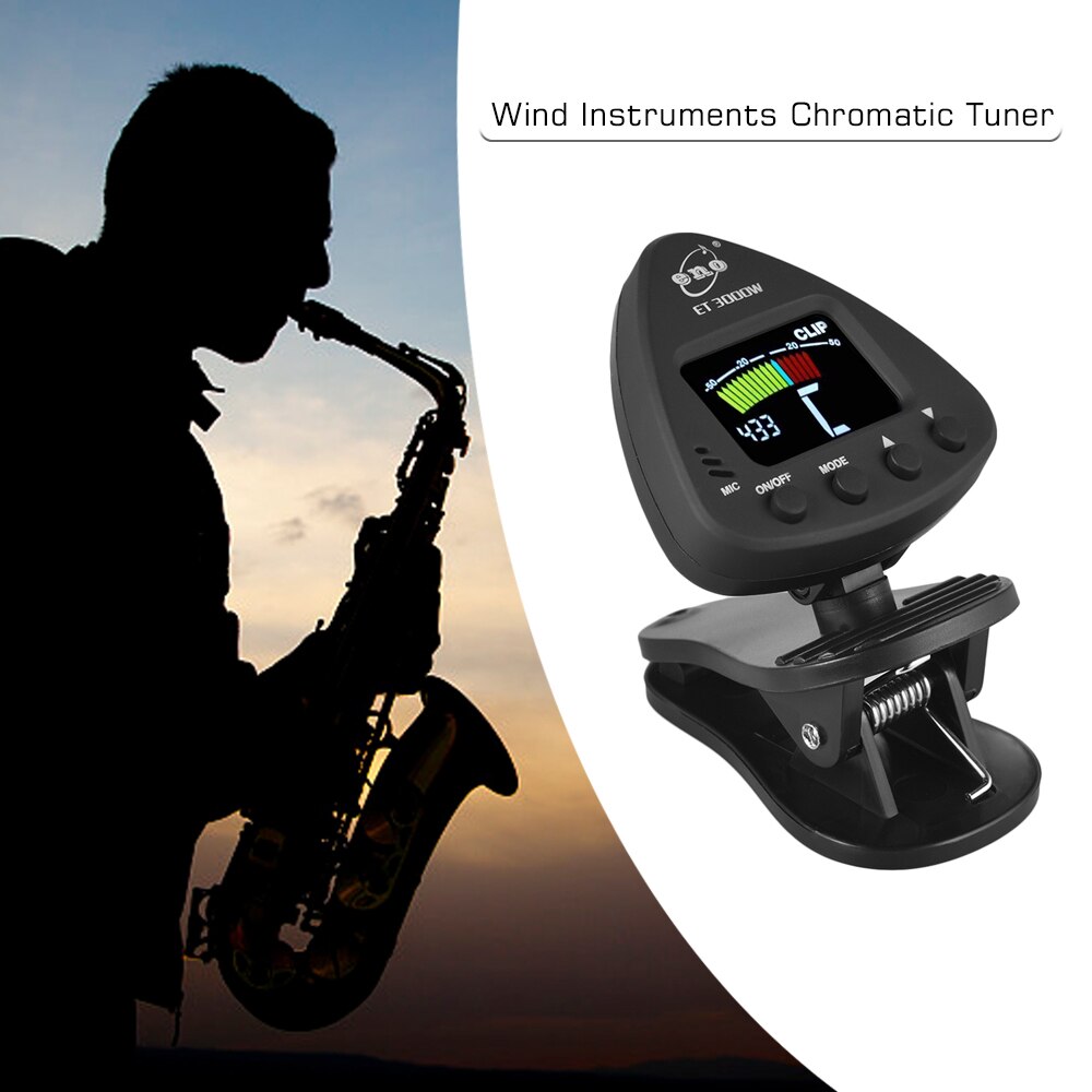 eno ET 3000W Wind Instruments Tuner Supports Mic &amp; Clip-on Tuning Modes for Saxophone Clarinet Trumpet Flute Tuner