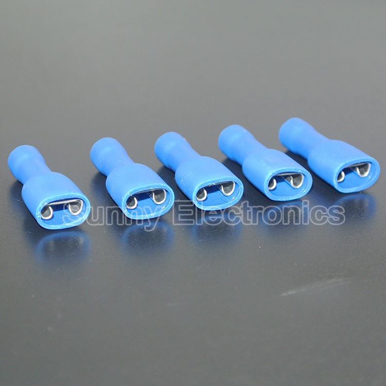 1000x4.8mm Volledig Geïsoleerde Blauw Vrouwelijke Elektrische Spade Crimp Connector Terminals