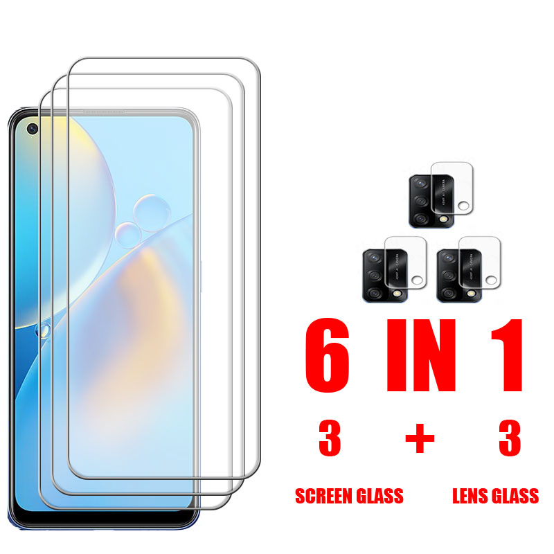 Protecteur d'écran pour OPPO A74 4G/5G, verre trempé, Film d'objectif de caméra, couverture de téléphone: 3 Glass 3 Lens / OppoA74