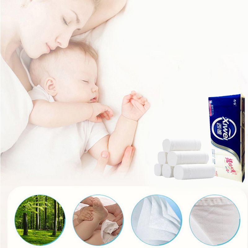 12 rollos de papel higiénico, 4 capas de papel de baño para el hogar suave
