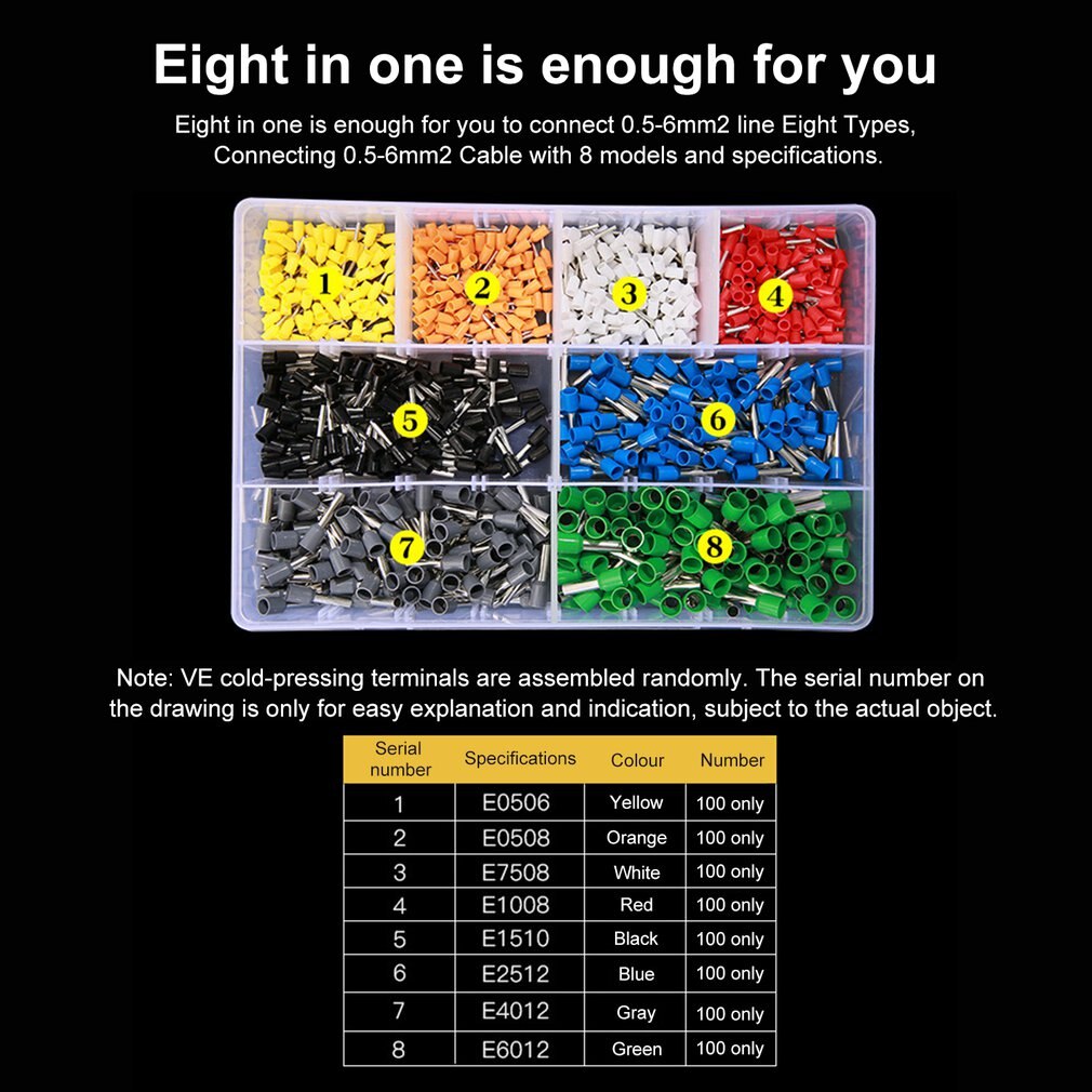 800Pcs Terminals Kits Diverse Ve Tubular Terminals Geïsoleerde Crimp Kabel Connector Terminals Elektrische Crimp Terminator