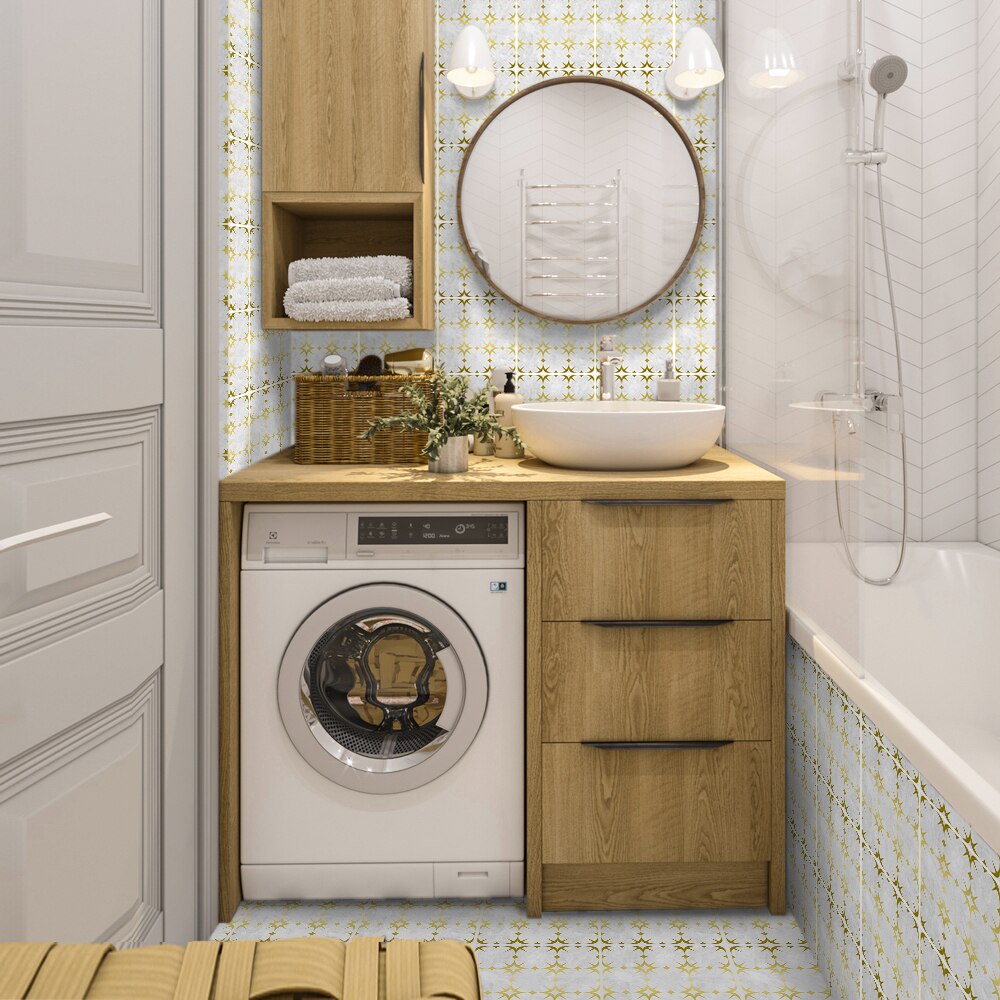 Funlife® Gilding Star Mosaic Tile sticker Peel &amp; Stick Removable Self-Adhesive kitchen Wallpaper Kitchen Backsplash Waterproof