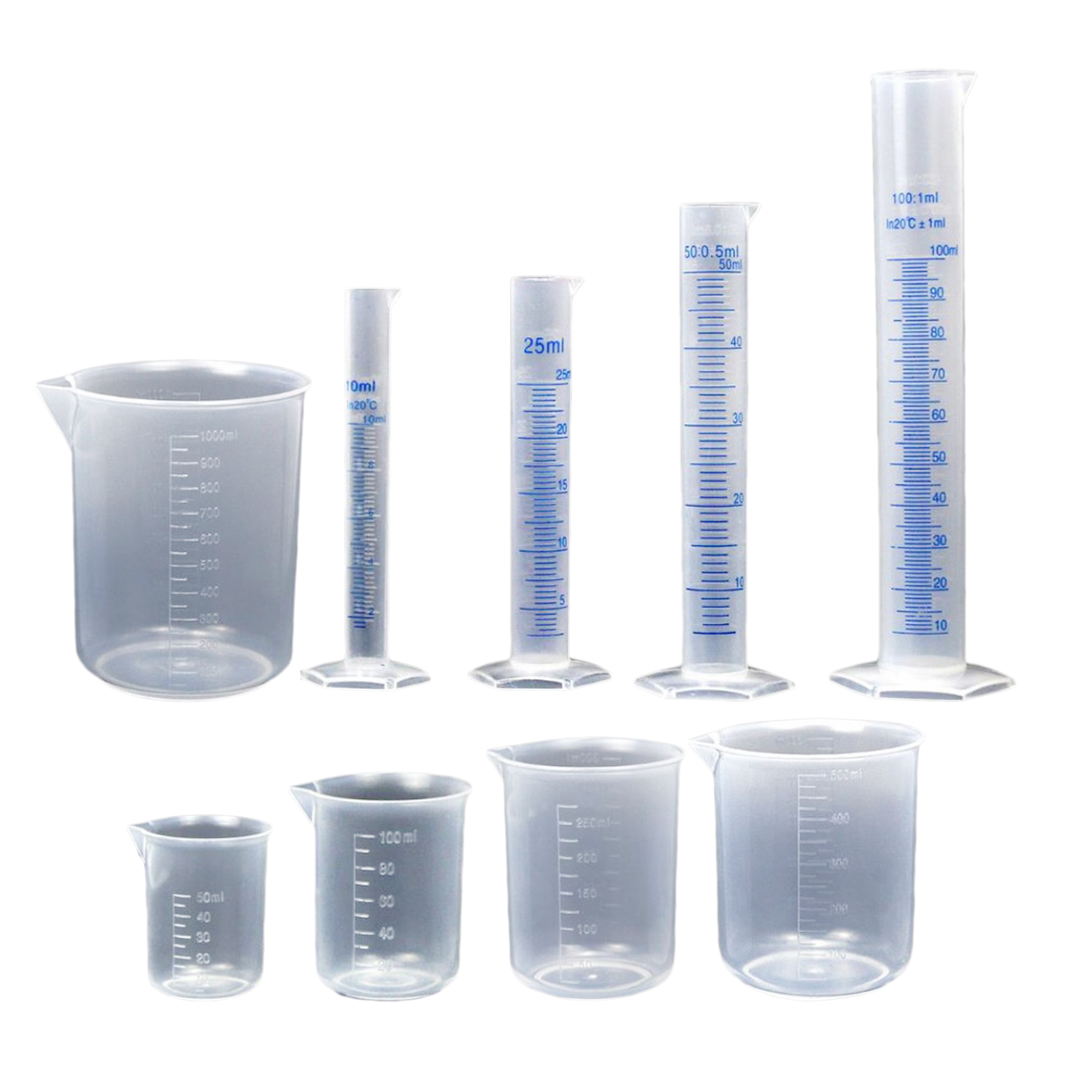 Plastic Cylinders and Beakers Set Cylinders and Beakers Set for Home and School Science Lab