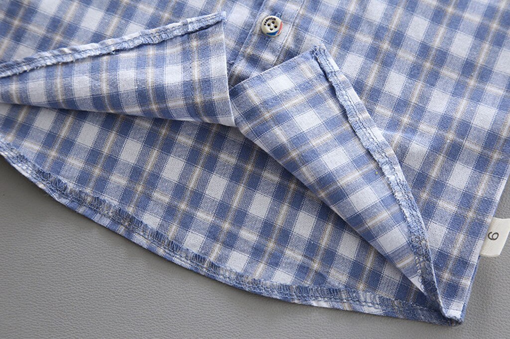 Chemises pour garçons en coton doux à carreaux, col rond, vêtements pour bébés garçons, manches longues, confortable, belle chemise pour hommes
