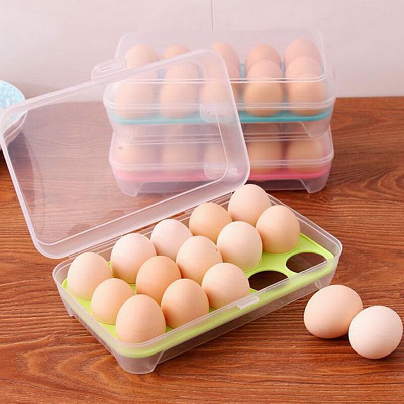 Bandeja de plástico para huevos, recipiente de almacenamiento para guardar huevos, contenedor organizador portátil con tapa para bandeja de huevos de uso doméstico 1 Uds