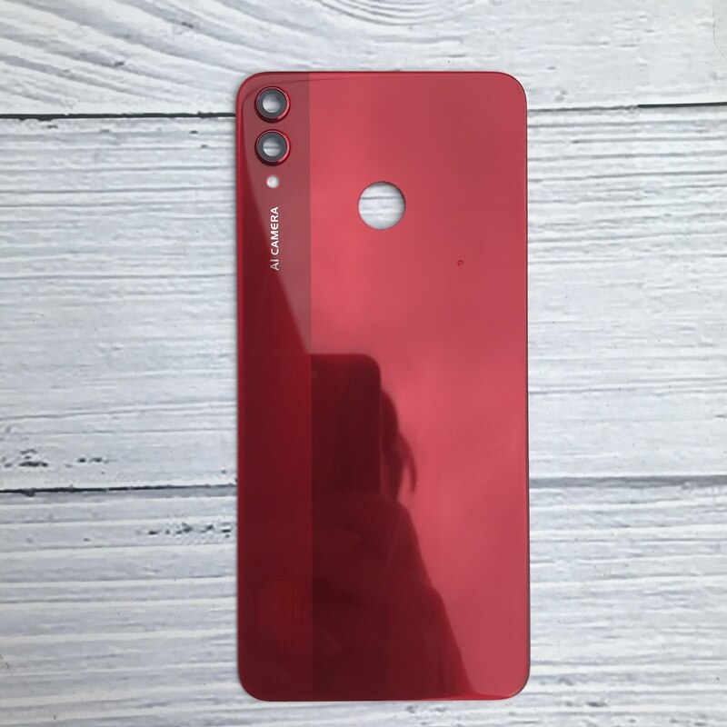 For Huawei Honor 8X Battery Cover Back Glass Panel Rear Housing Door+Camera Lens Replacement For Honor View 10 Lite VIEW10 Lite: Red With Lens