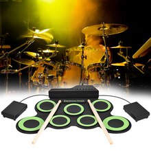 Electronic Roll Up Drum Kit Digital 7-Pad With Drumsticks Foot Pedals Compact Portable Roll-up Drum Set Musical Instrument