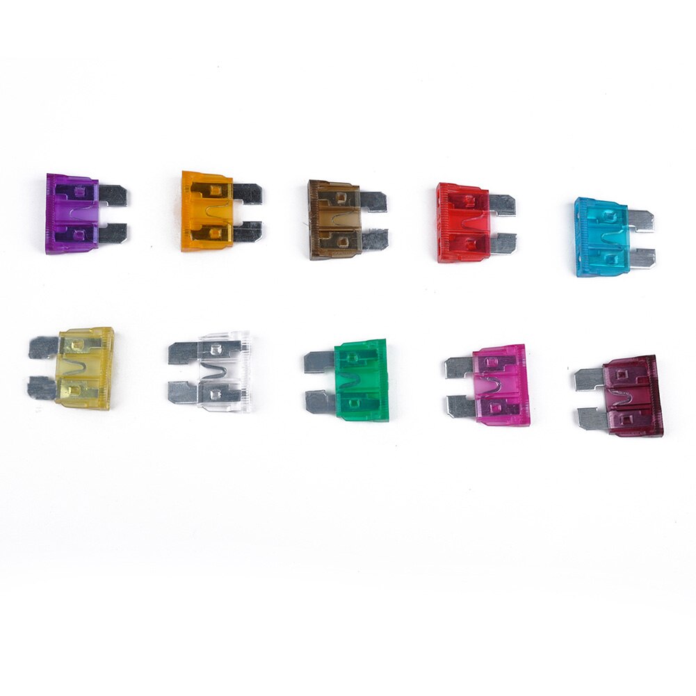 100 Uds surtido de fusibles de coche 3A 5A 7.5A 10A 15A 20A 25A 30A 35A 40A Amp con Clip de caja surtido de fusibles tipo cuchilla automática