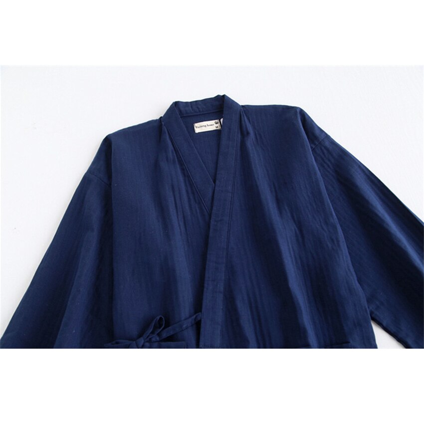 Kimono japonés tradicional para hombre, Yukata, Conjunto de pijama de algodón, camisón liso para hombre, cárdigan suelto, ropa de hogar para amante, albornoz