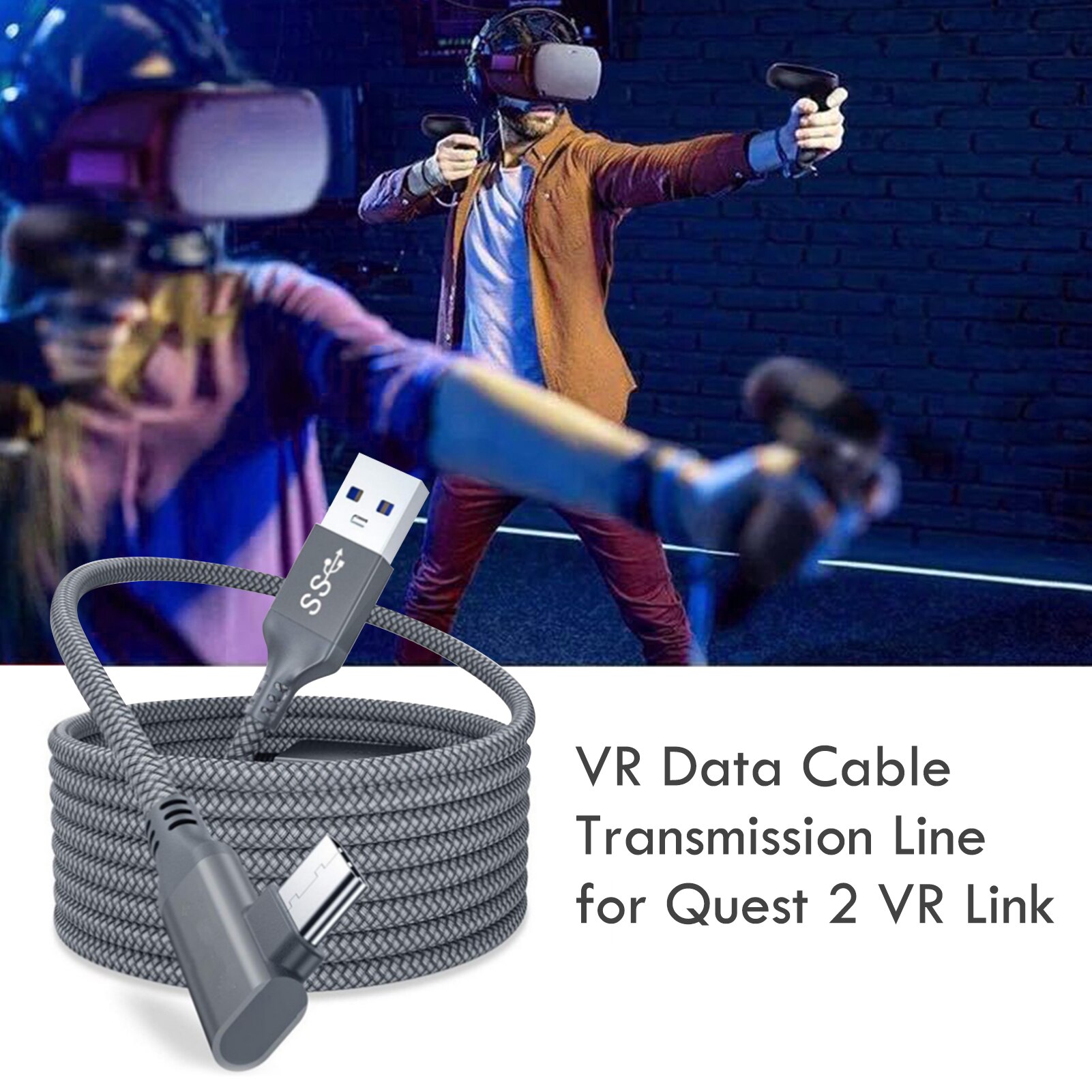 5m datalinje ladekabel for oculus quest 2 1/2 link vr headset usb 3.0 type c dataoverføring type-c til usb-a vr tilbehør