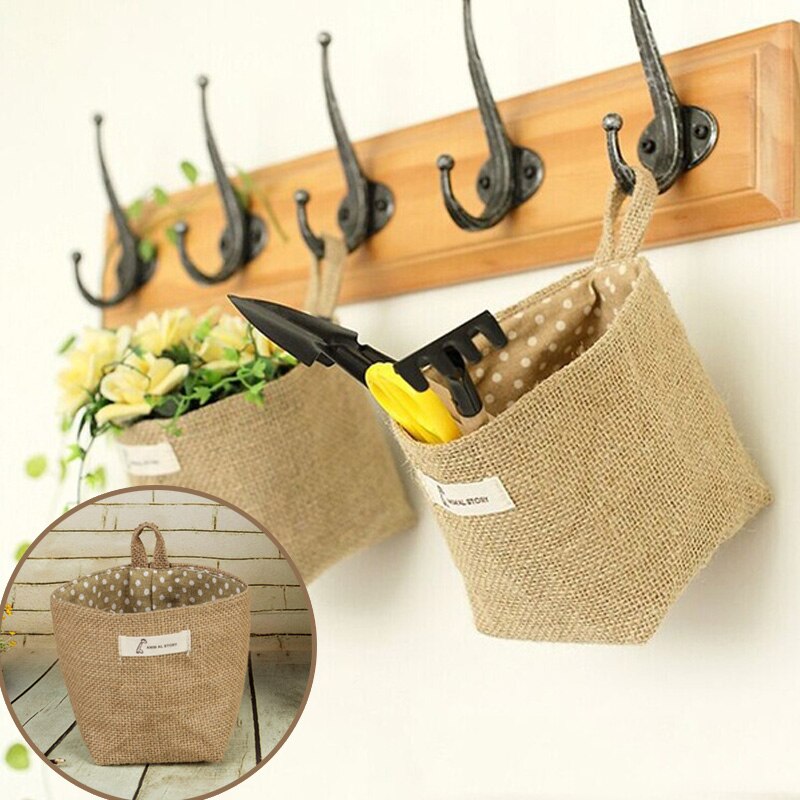 Cotton And Linen Hanging basket storage bag Folding Toy Laundry Basket Sundries Organizer Pocket Organizer Hanging Bag
