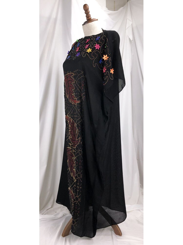 Black African Dresses For Women Africa Clothing AFrican Bazin Chiffon Long Stick Diamond SLeeve Dashiki Dress Lady