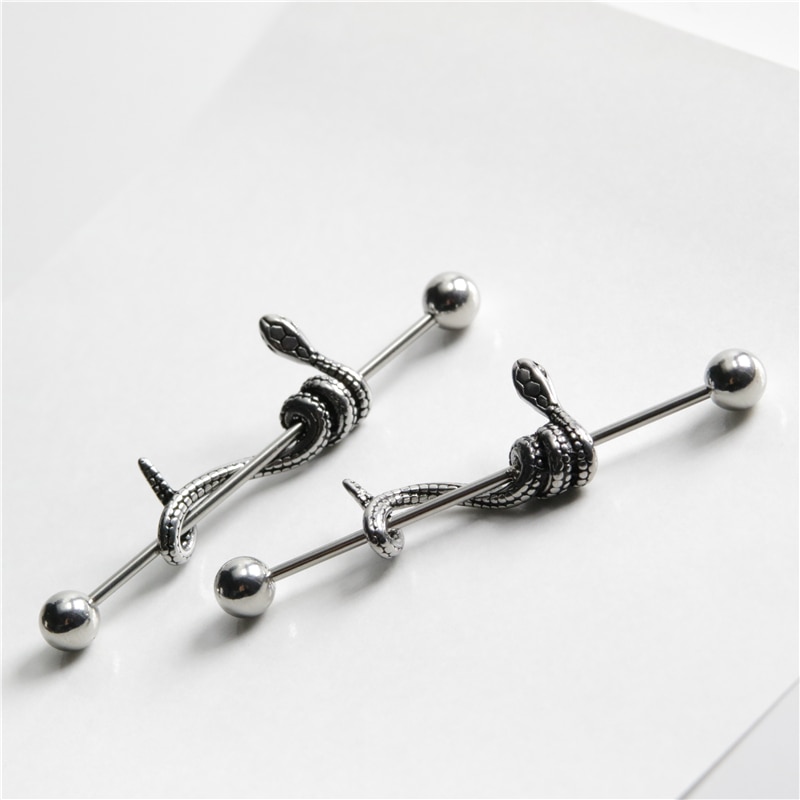 UVW340 1pc Punk Multi-Verwenden Chirurgische Stahl Schlange Ebene Industrielle Knorpel Ohrringe Zucht für Frauen Tragus durchbohren schmuck