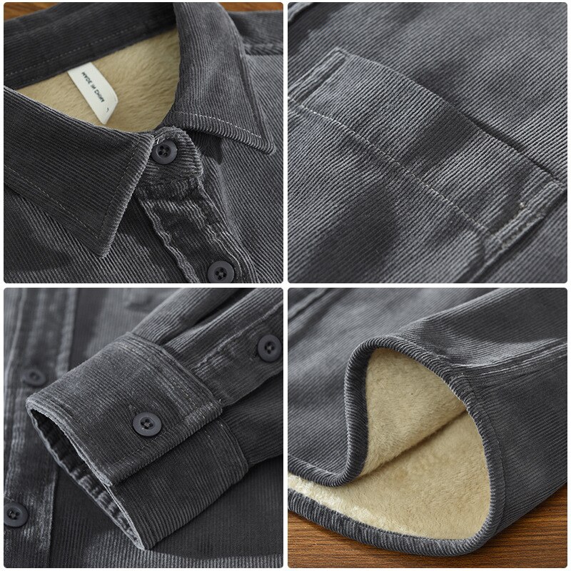 Chemise en molleton épais pour homme, vêtement d'extérieur , Vintage, urbaine, Simple, à revers, ample, Cargo, tous les jours, 1352