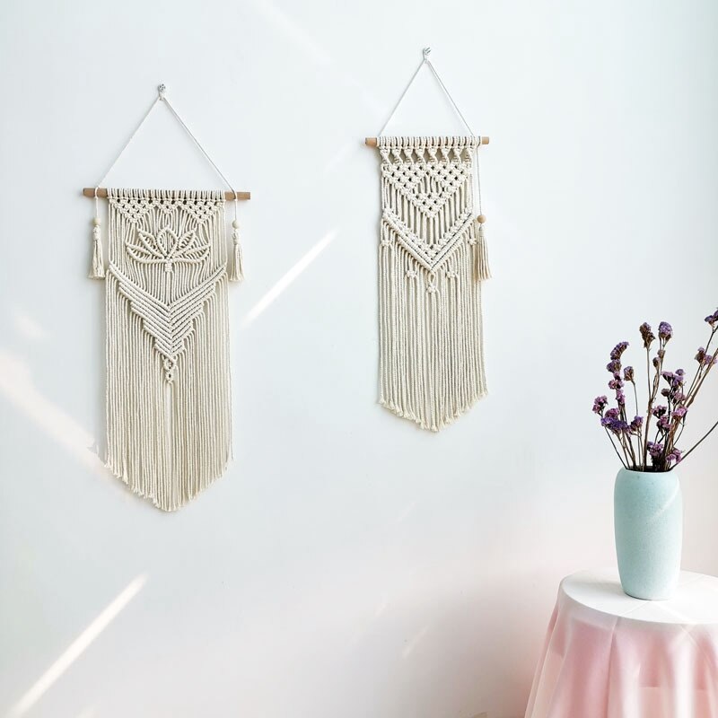 Nordic Macrame Woven Tapestry Boho Chic Bohemian Wall Hanging Home Decoration Crafts Cotton Rope Woven Indoor Art Room Decoratio